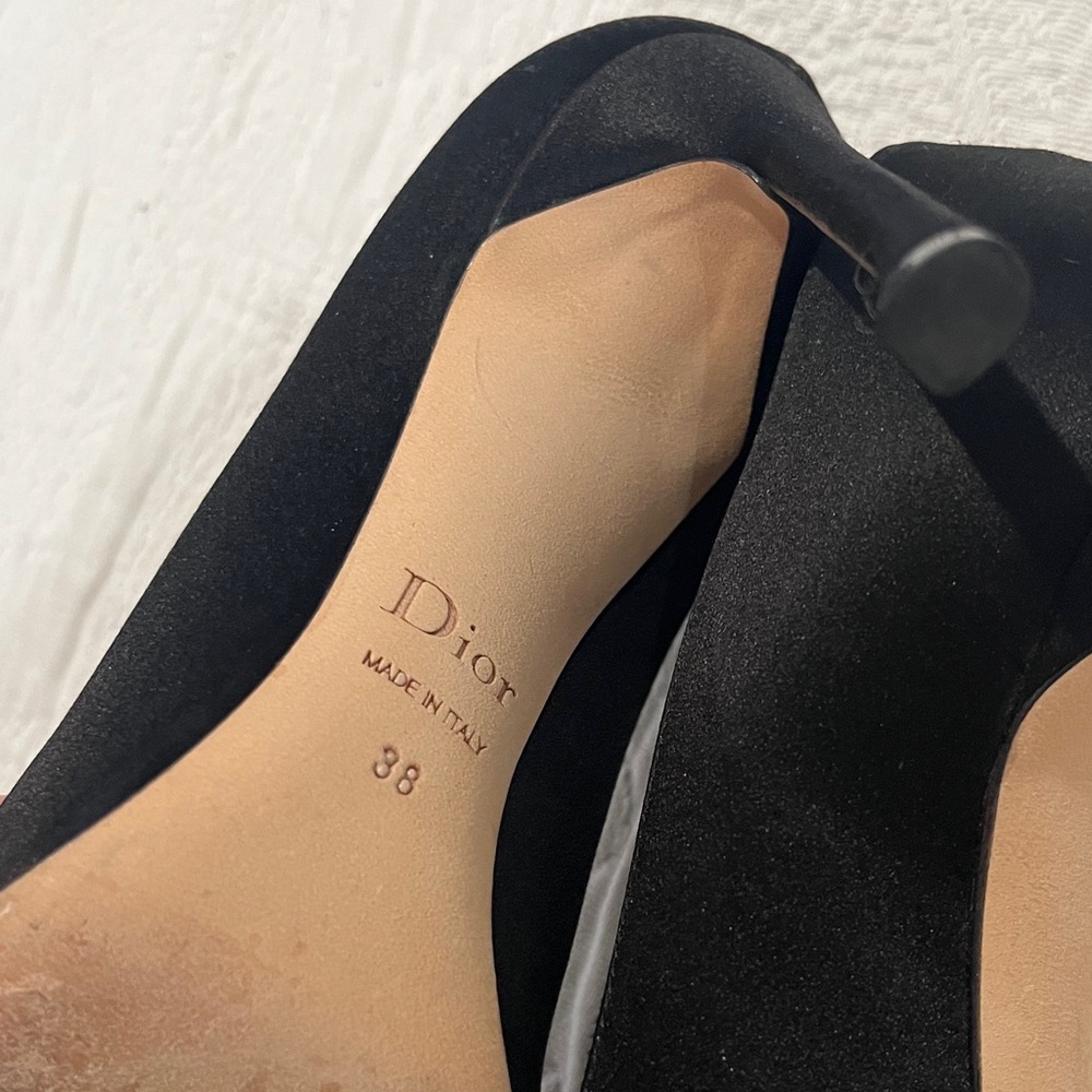 Dior Black silk satin Heels with Silver rhinestone Accents - Picture 5 of 6